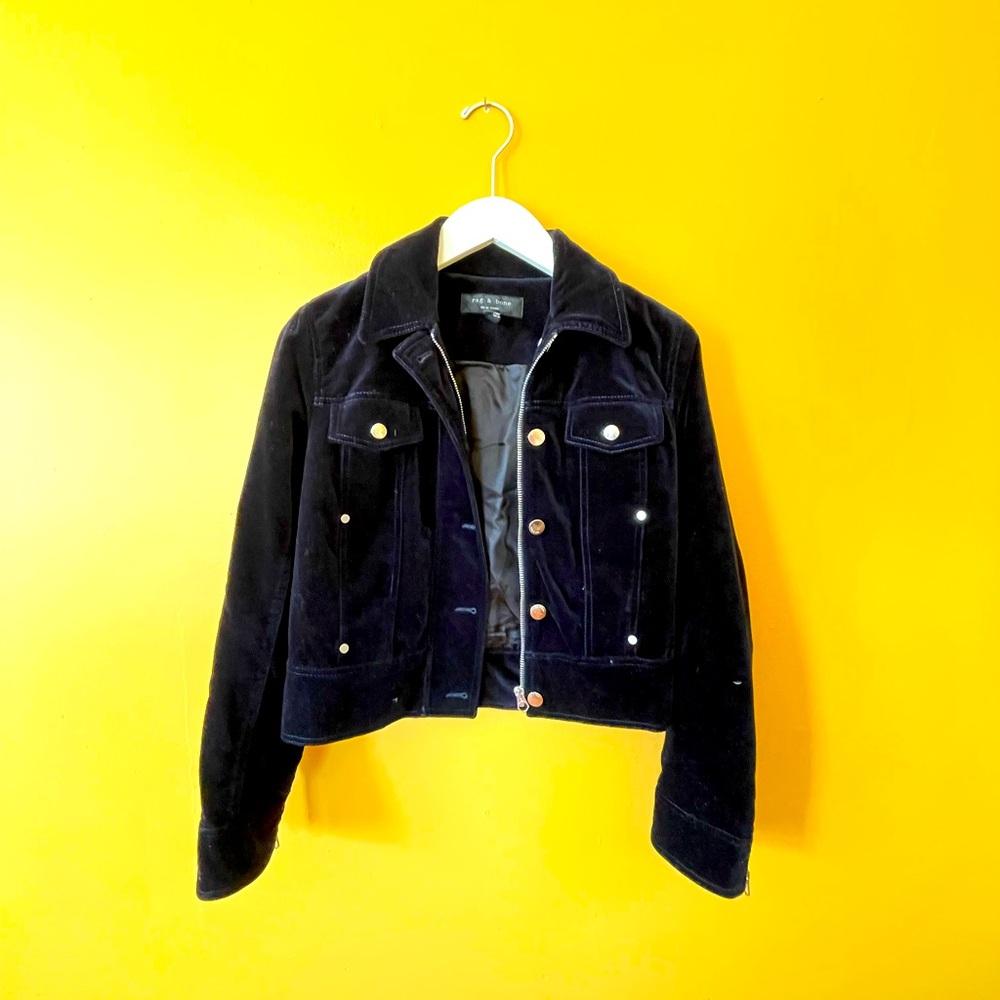 Rag and Bone Black Velvet Jean Style Jacket